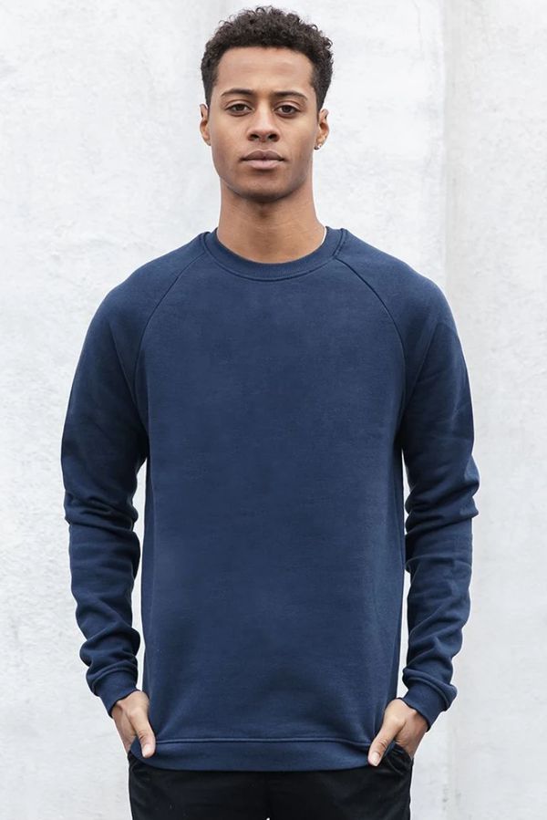 image of Plain Organic Cotton Sweater in Navy Blue