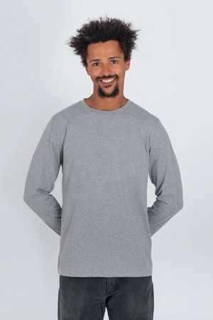 Plain Organic Cotton Long Sleeve T-Shirt in Grey