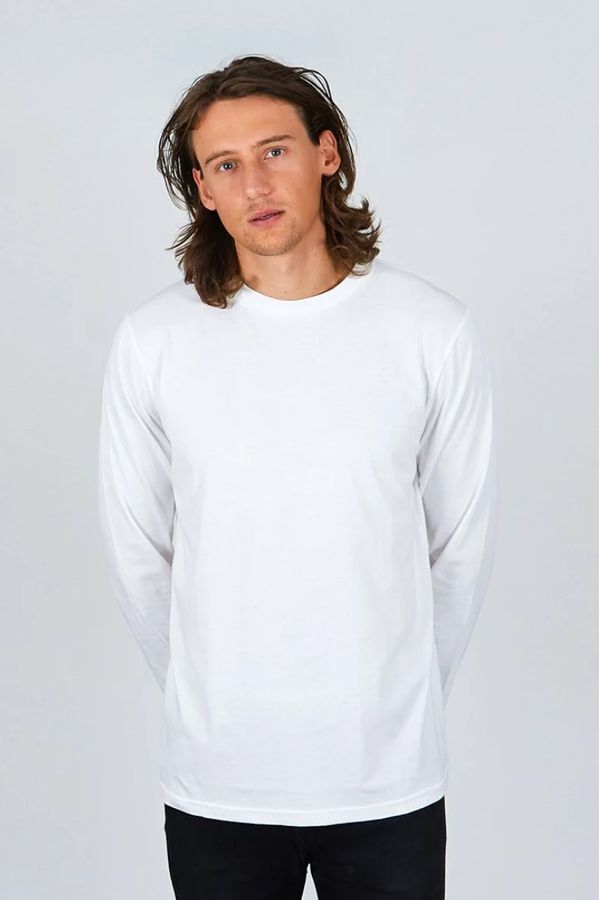 image of Plain Organic Cotton Long Sleeve T-Shirt in White