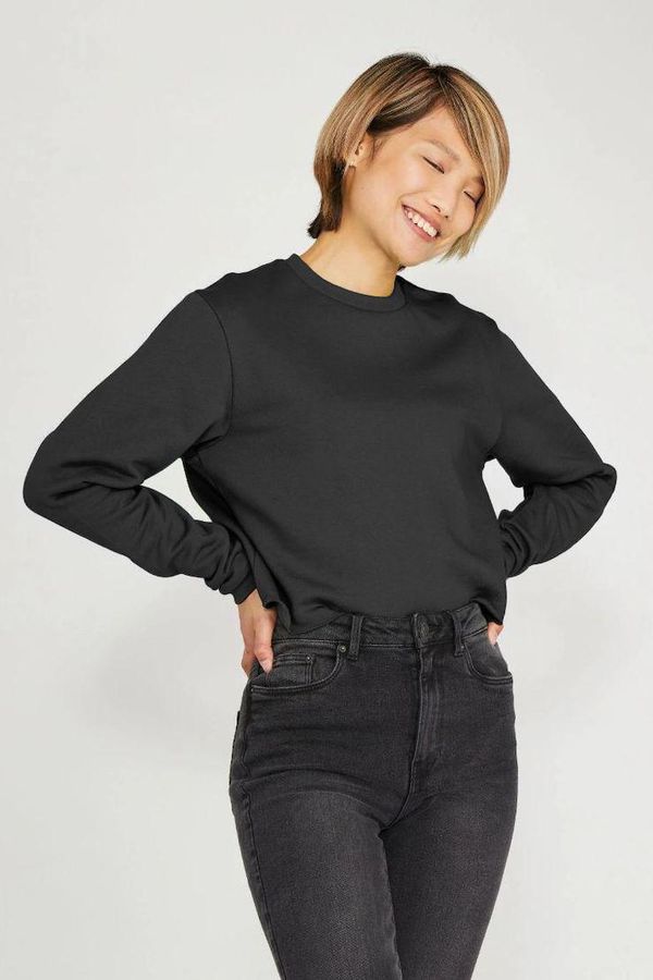 image of Boxy Organic Cotton Sweater in Black