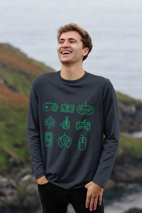 image of Gaming Long Sleeve T-Shirt in Navy Blue