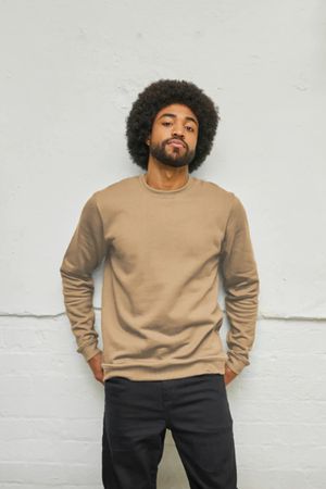 Plain Organic Cotton Sweater in Sand