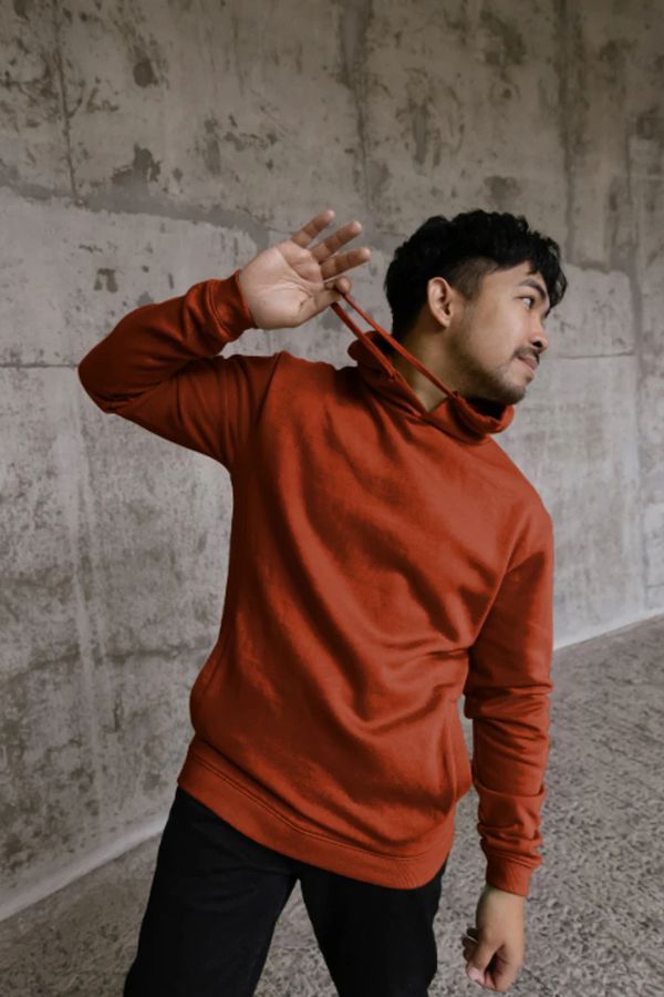 image of Plain Organic Cotton Hoodie in Rust