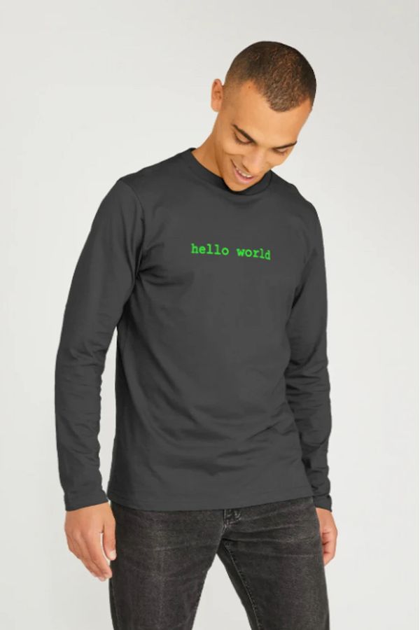 image of Hello World Long Sleeve T-Shirt in Black