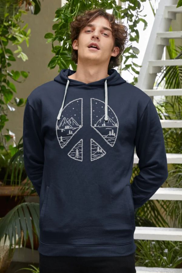 image of Peace In Nature Hoodie in Navy