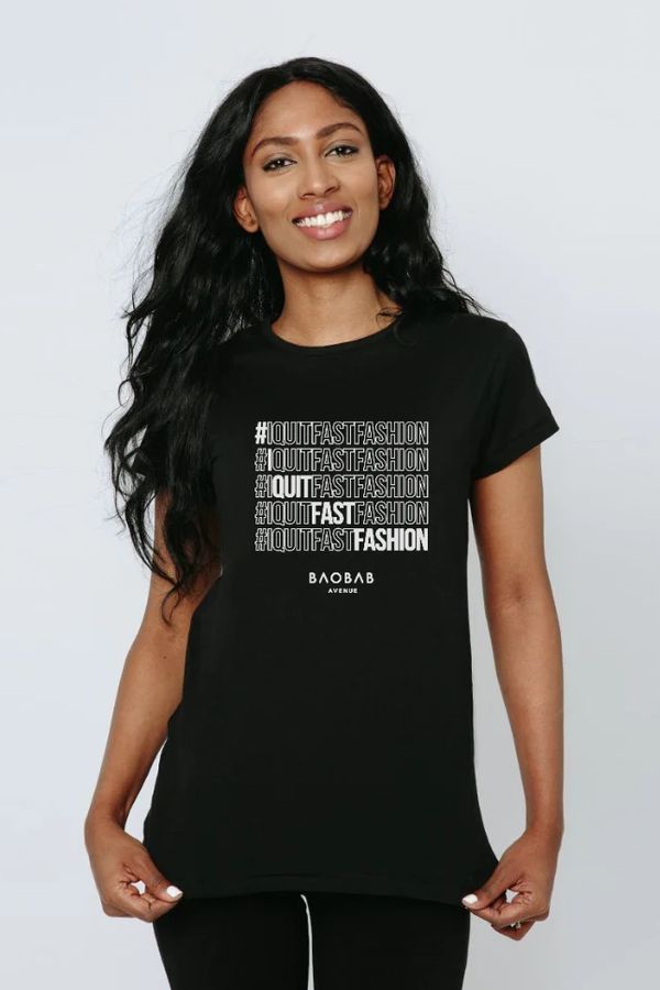 image of #IQuitFastFashion Steps Tee in Black