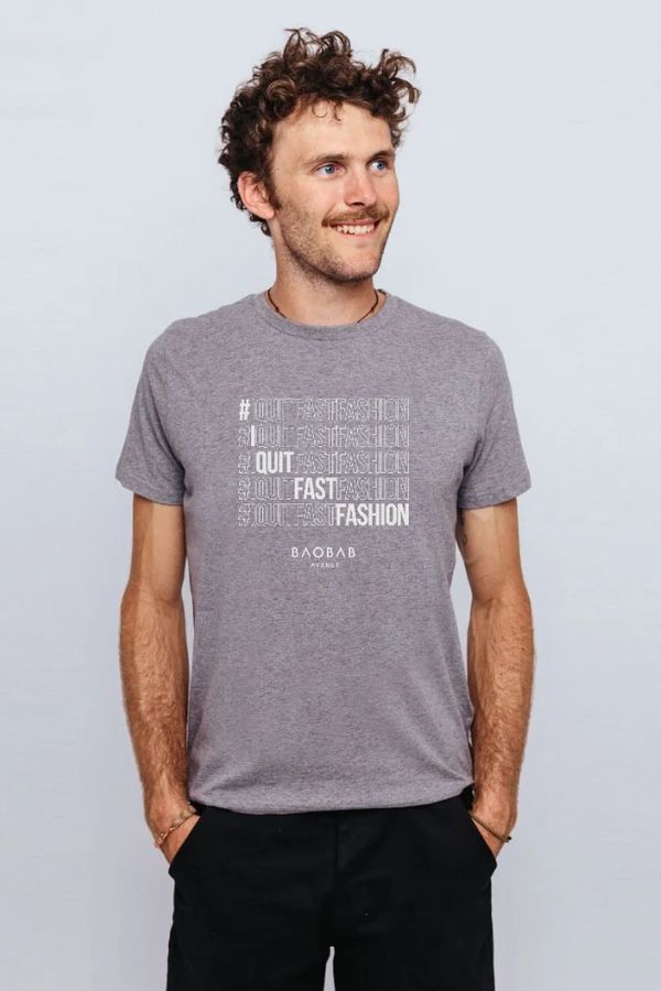 image of #IQuitFastFashion Steps Tee in Grey