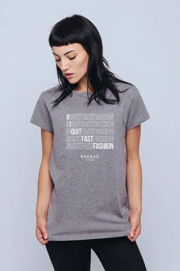 image of #IQuitFastFashion Steps Tee in Grey