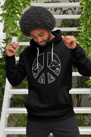 Peace In Nature Hoodie in Black