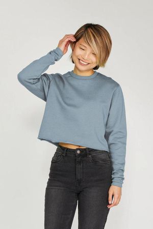 Boxy Organic Cotton Sweater in Stone Blue