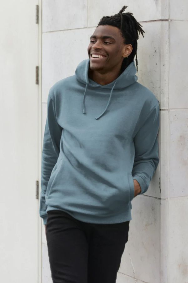 image of Plain Organic Cotton Hoodie in Stone Blue