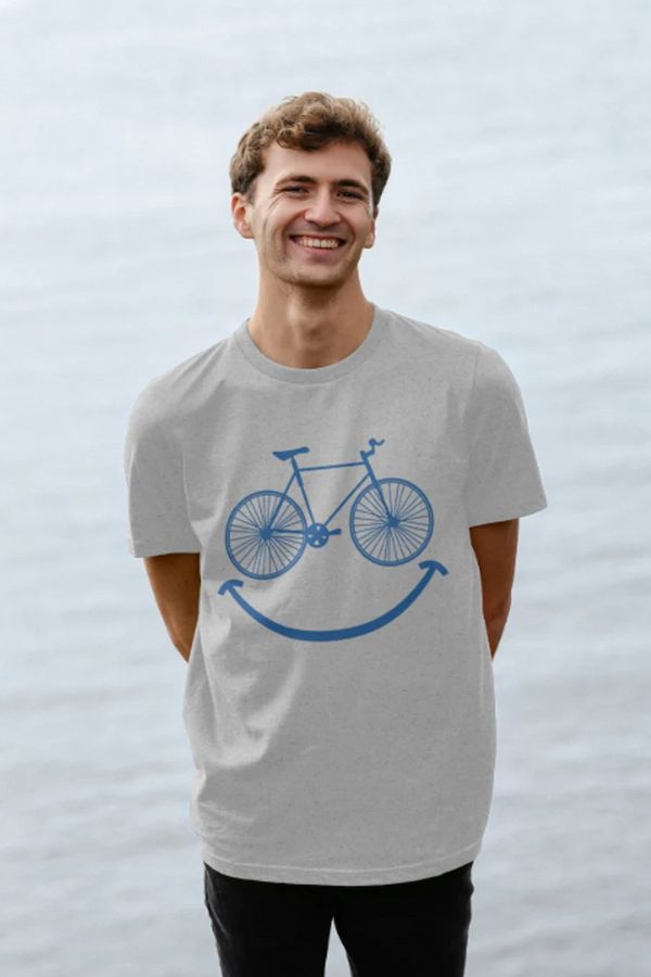 image of Bike Happy Recycled T-Shirt in Grey