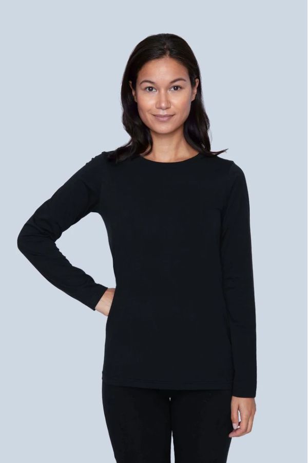 image of Plain Organic Cotton Long Sleeve T-Shirt in Black