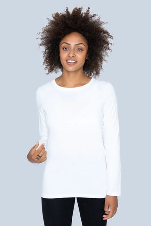 Plain Organic Cotton Long Sleeve T-Shirt in White