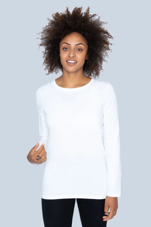 image of Plain Organic Cotton Long Sleeve T-Shirt in White