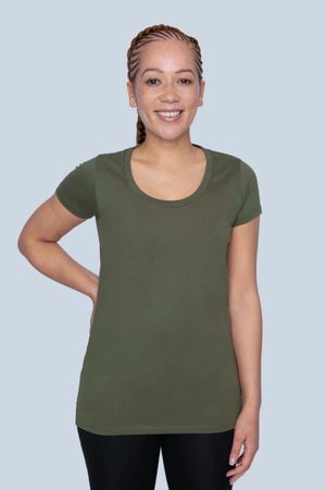 Plain Organic Cotton T-Shirt in Khaki Green