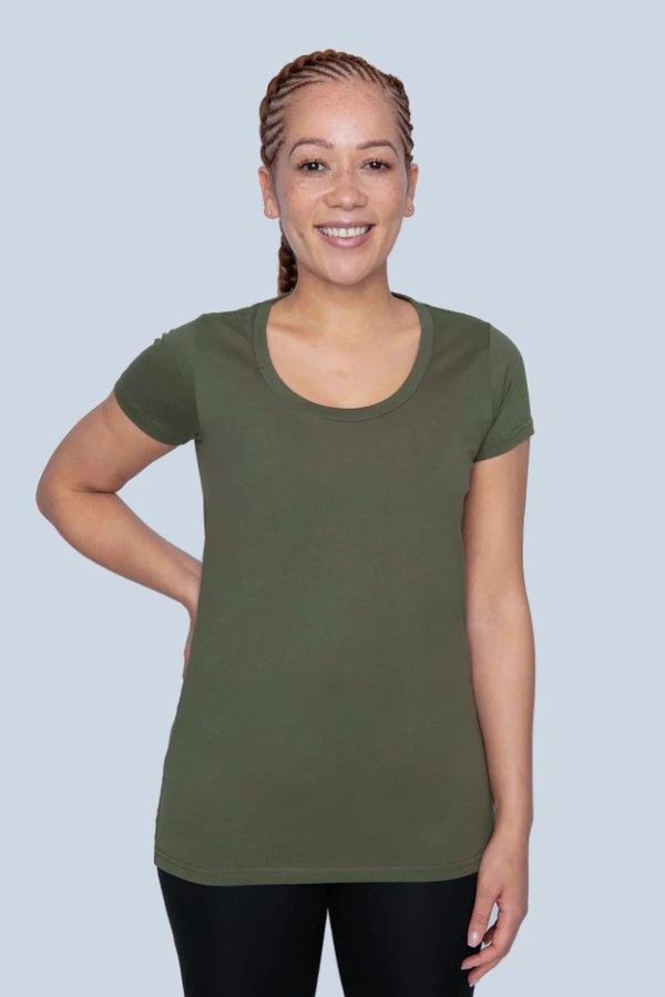 image of Plain Organic Cotton T-Shirt in Khaki Green