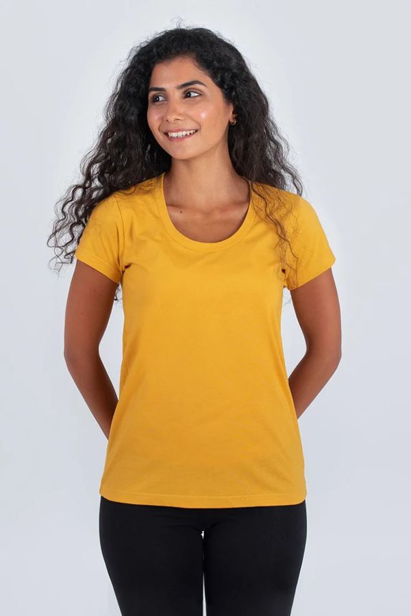 image of Plain Organic Cotton T-Shirt in Mustard Yellow