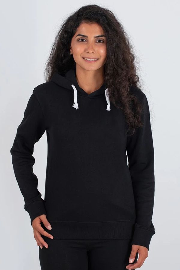 image of Plain Organic Cotton Hoodie in Black