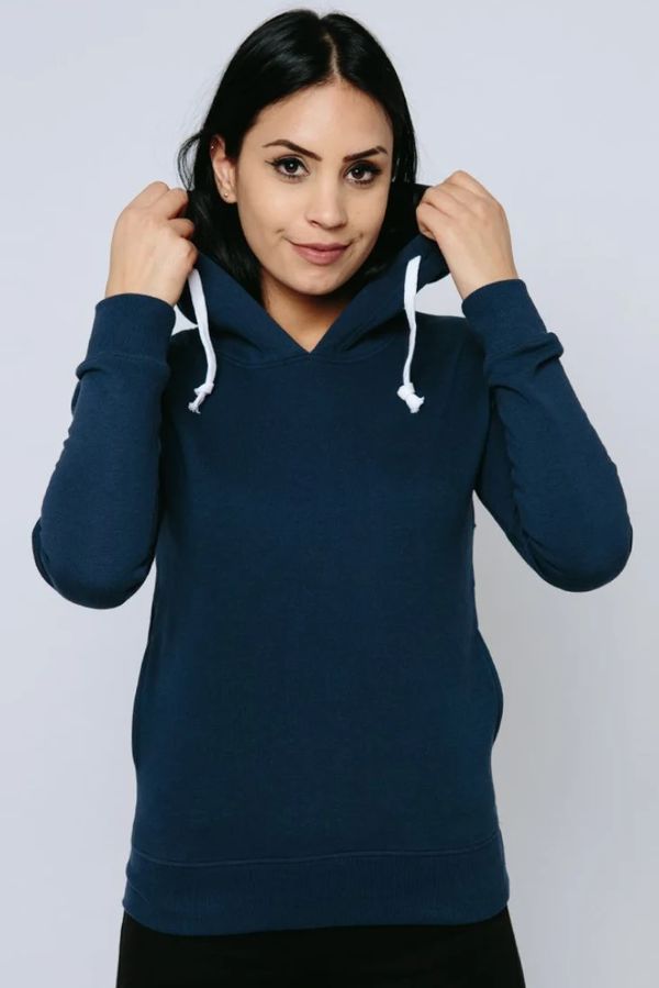 image of Plain Organic Cotton Hoodie in Navy