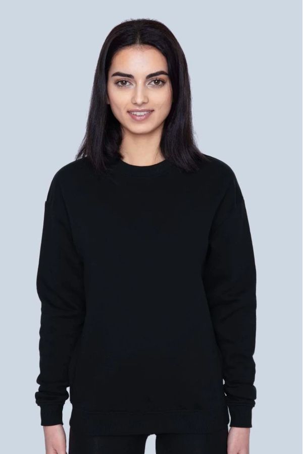 image of Plain Organic Cotton Sweater in Black