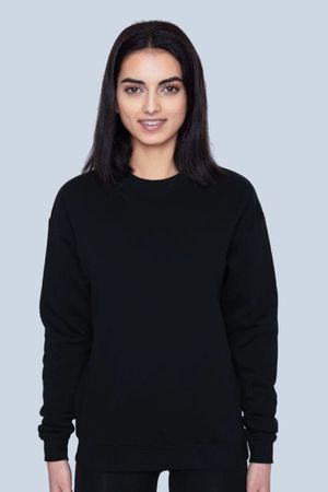 Plain Organic Cotton Sweater in Black