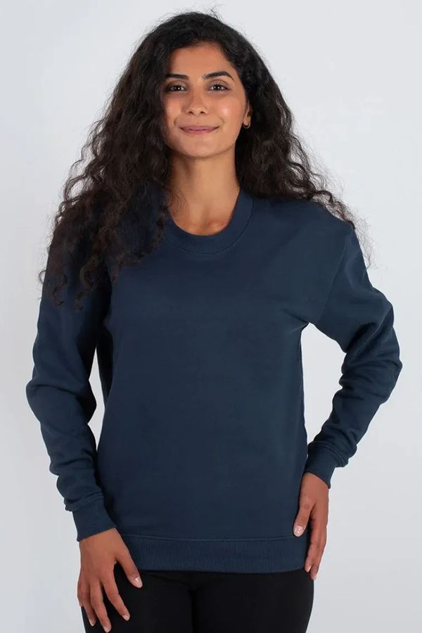 image of Plain Organic Cotton Sweater in Navy Blue