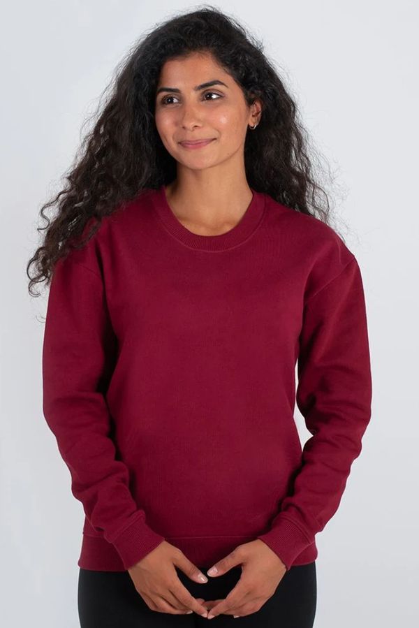 image of Plain Organic Cotton Sweater in Red