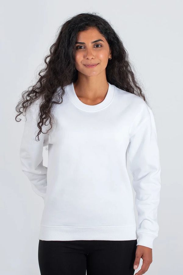 image of Plain Organic Cotton Sweater in White