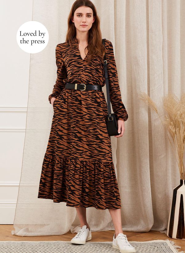 image of Alta Dress in Nutmeg Zebra Print