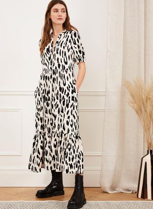 Eira Dress in Brush Leopard Print