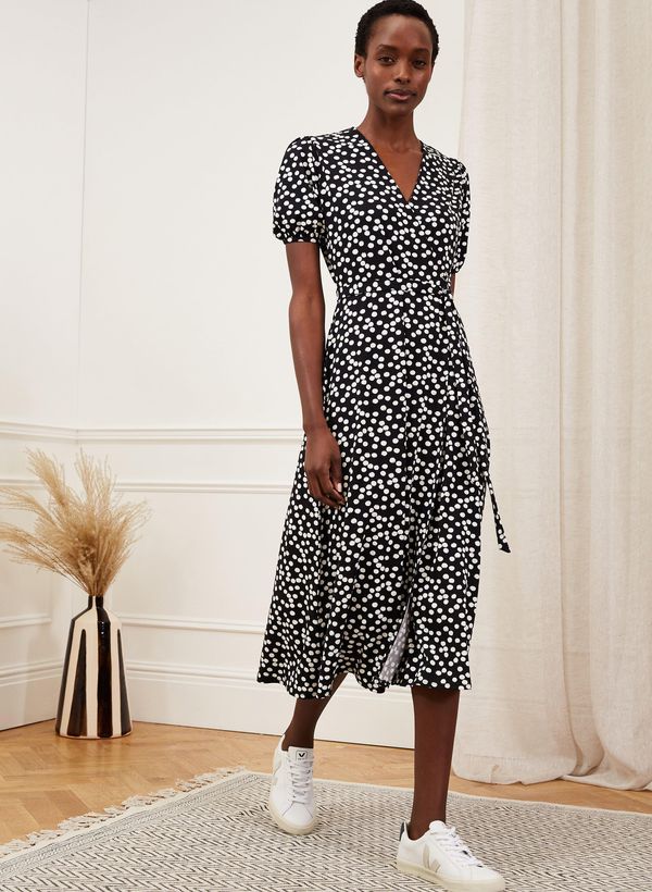 image of Daniella Dress in Black Random Polka Print