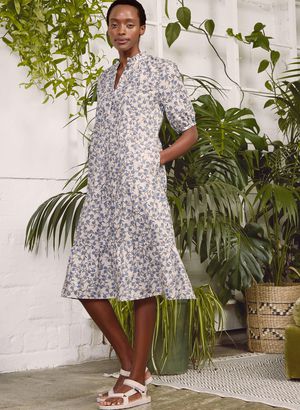 Ivy Organic Dress in White Carob Print
