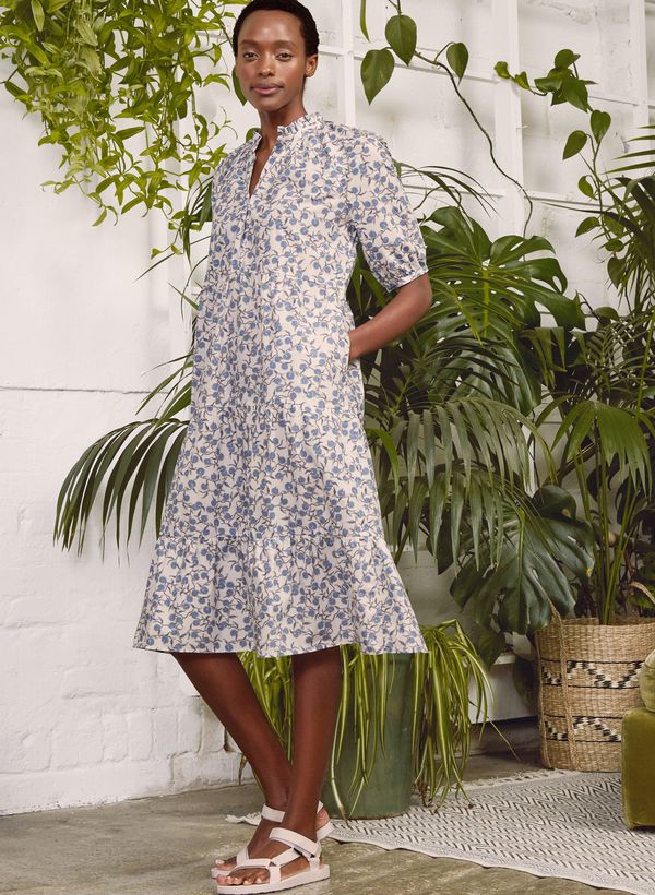image of Ivy Organic Dress in White Carob Print