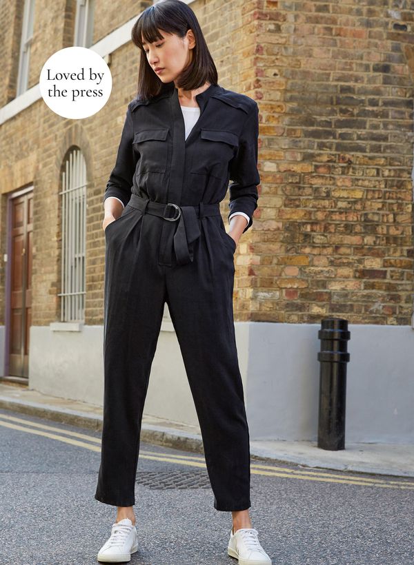 image of Emory Lyocell Jumpsuit in Washed Black