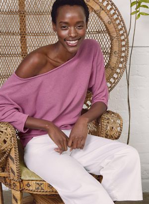 Eddi Recycled Cotton Jumper in Pink Lavender