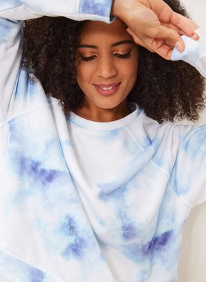 Cari Recycled Sweatshirt in White Textured Tie Dye