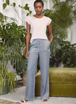 Frida Trouser in Blue Deck Stripe Print