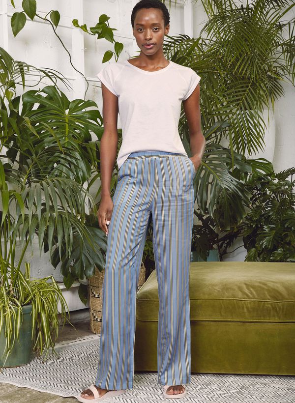 image of Frida Trouser in Blue Deck Stripe Print