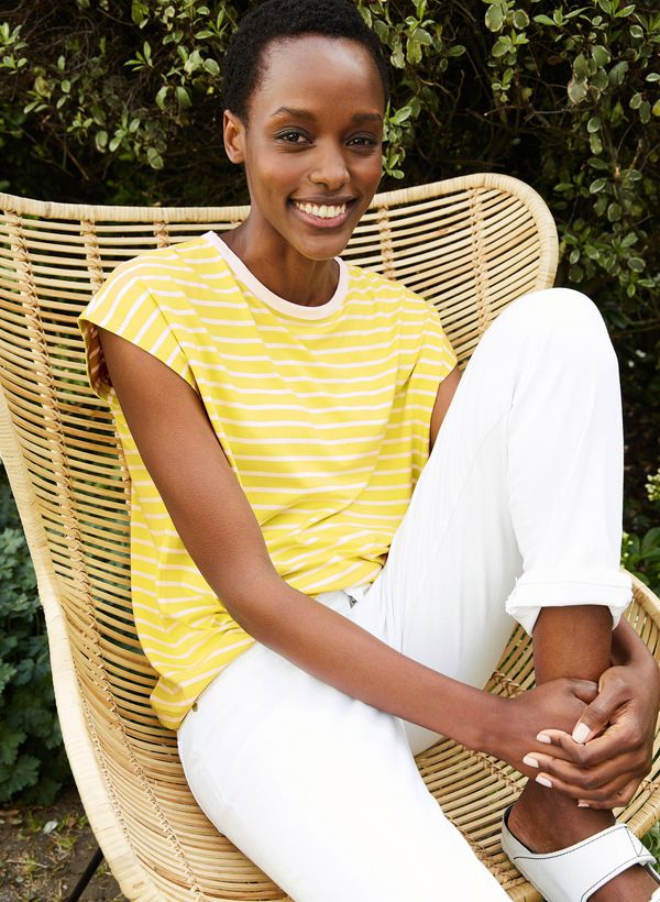 image of Nilli Top with Ecovero in Yellow and White Stripe