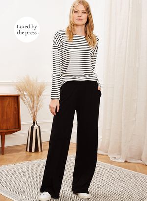 Palazzo Wide Leg Trousers in Caviar Black