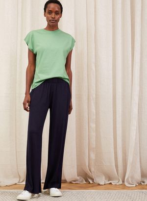 Palazzo Wide Leg Trousers in Classic Navy