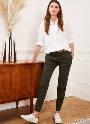 Oralie Organic Cargo Pant in Deep Khaki