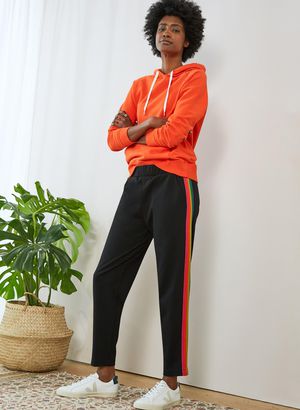 Joy Pant wtih Ecovero in Caviar Black and Bright Rainbow