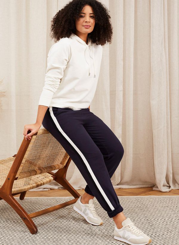 image of Allegra Organic Track Pant in Classic Navy with Soft White