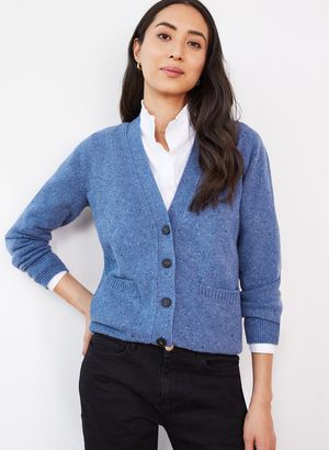 Jody Recycled Wool Cardigan in Denim Blue