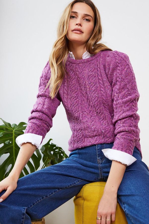 image of Jody Recycled Wool Jumper in Pink Fleck