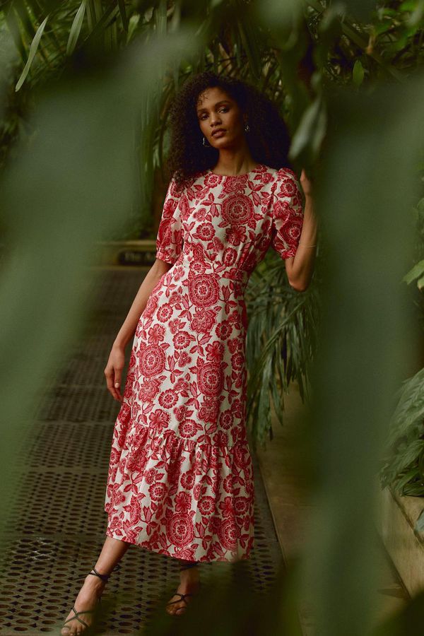 image of Isaaca Organic Cotton Dress in Strawberry Florence Print