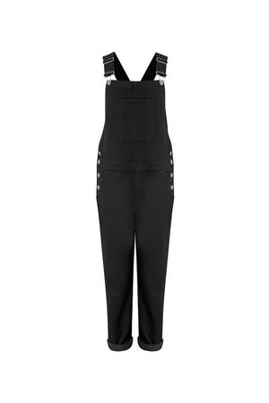 Organic Stretch Dungarees in Washed Black