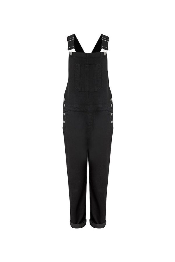 image of Organic Stretch Dungarees in Washed Black